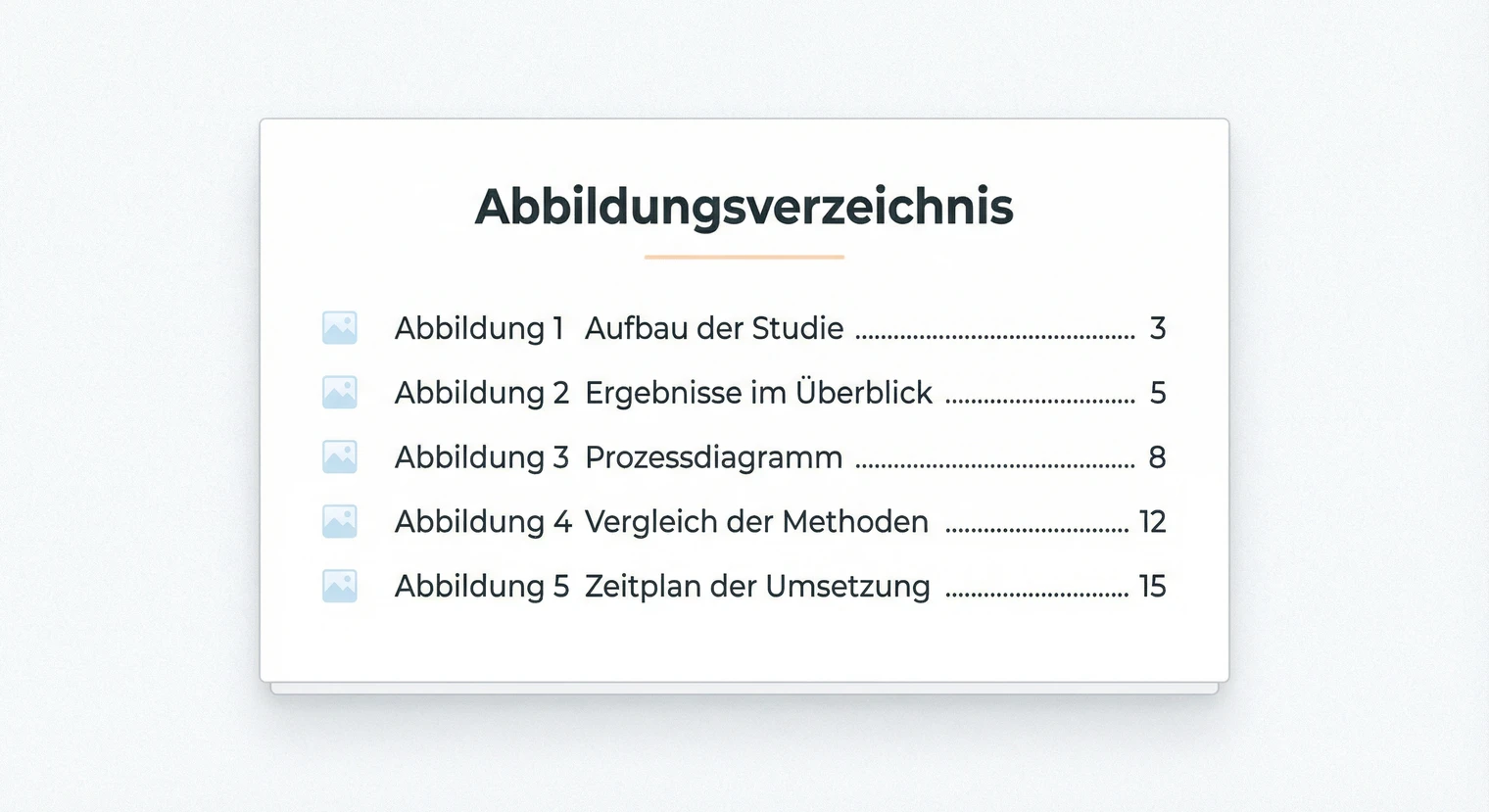 Abbildungsverzeichnis in einer Hausarbeit mit Nummer, Titel und Seitenzahl | BachelorHero