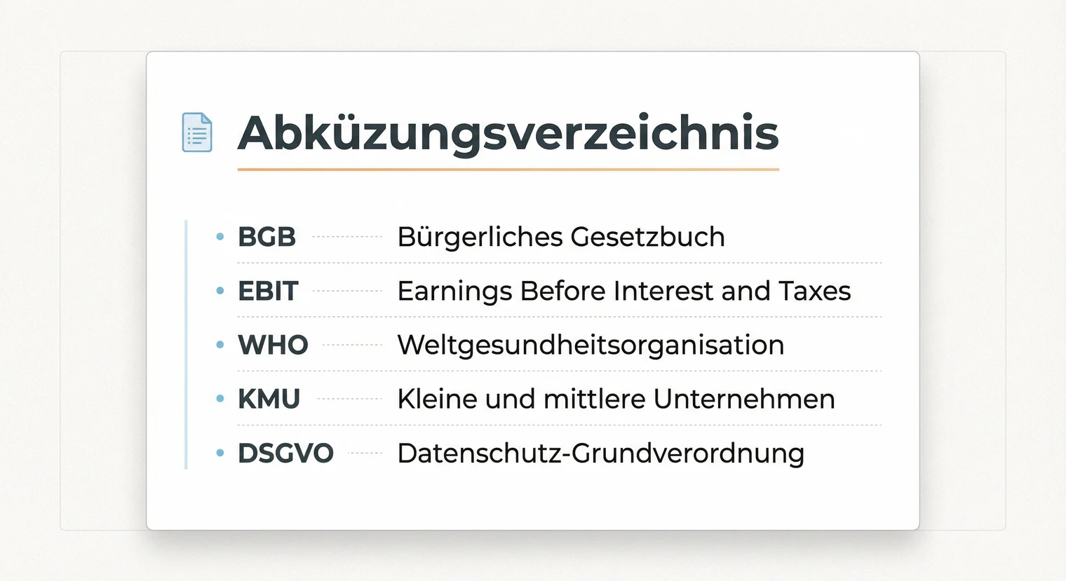 Abkürzungsverzeichnis erstellen | BachelorHero