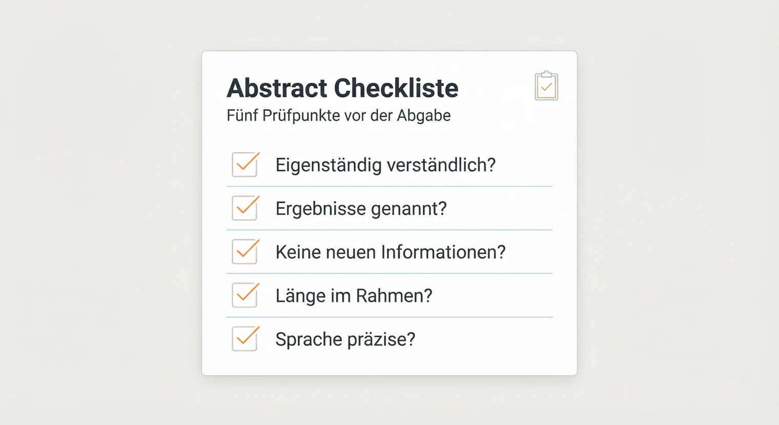 Checkliste für das Abstract der Masterarbeit: Fünf Prüfpunkte vor der Abgabe | BachelorHero
