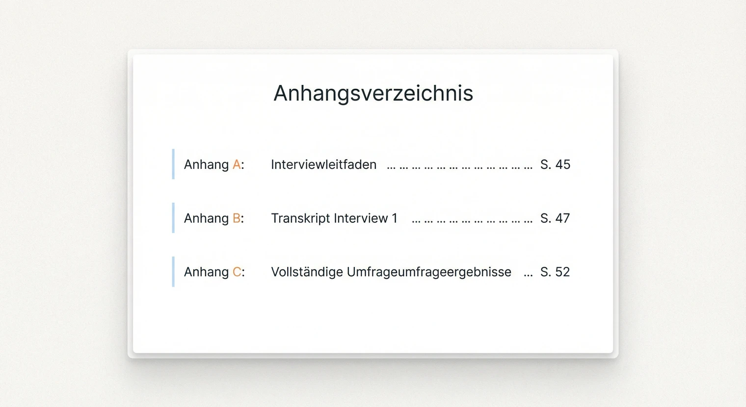 Beispiel für einen Anhang in der Bachelorarbeit | BachelorHero