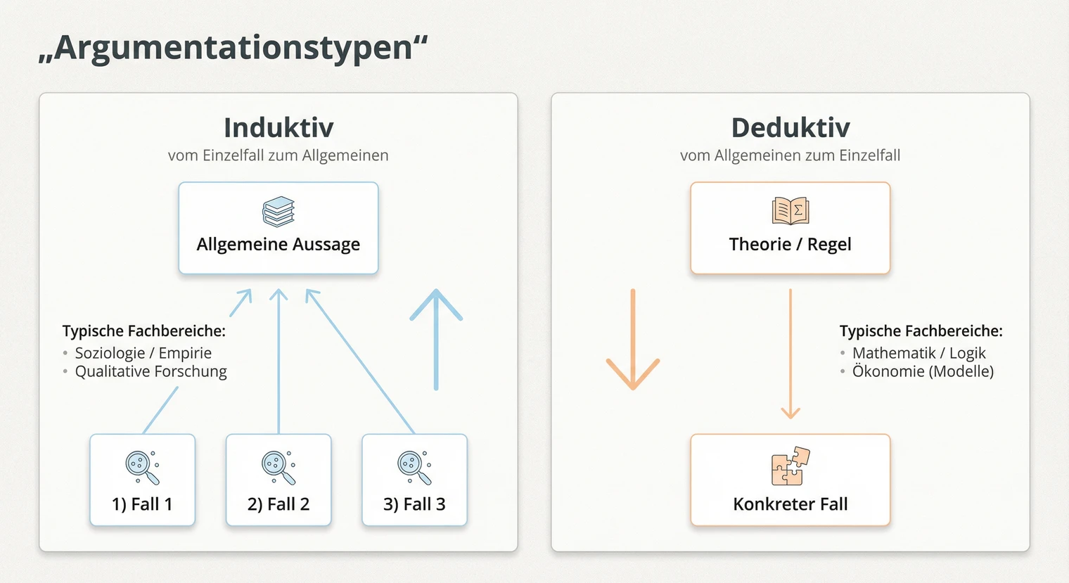 Vergleich von induktiver und deduktiver Argumentation in wissenschaftlichen Arbeiten | BachelorHero