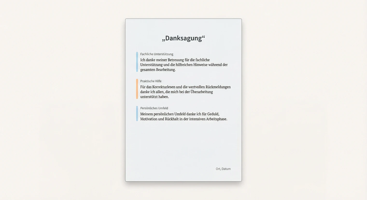 Beispiel einer Danksagung für die Bachelorarbeit mit Aufbau | BachelorHero