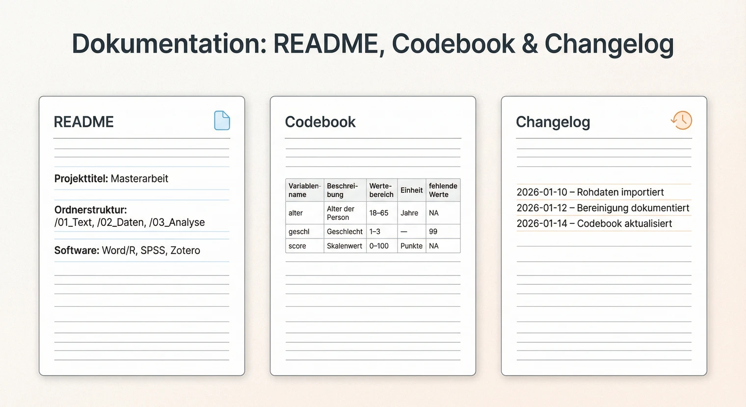 Datendokumentation für die Masterarbeit: README-Datei und Codebook als Checkliste | BachelorHero