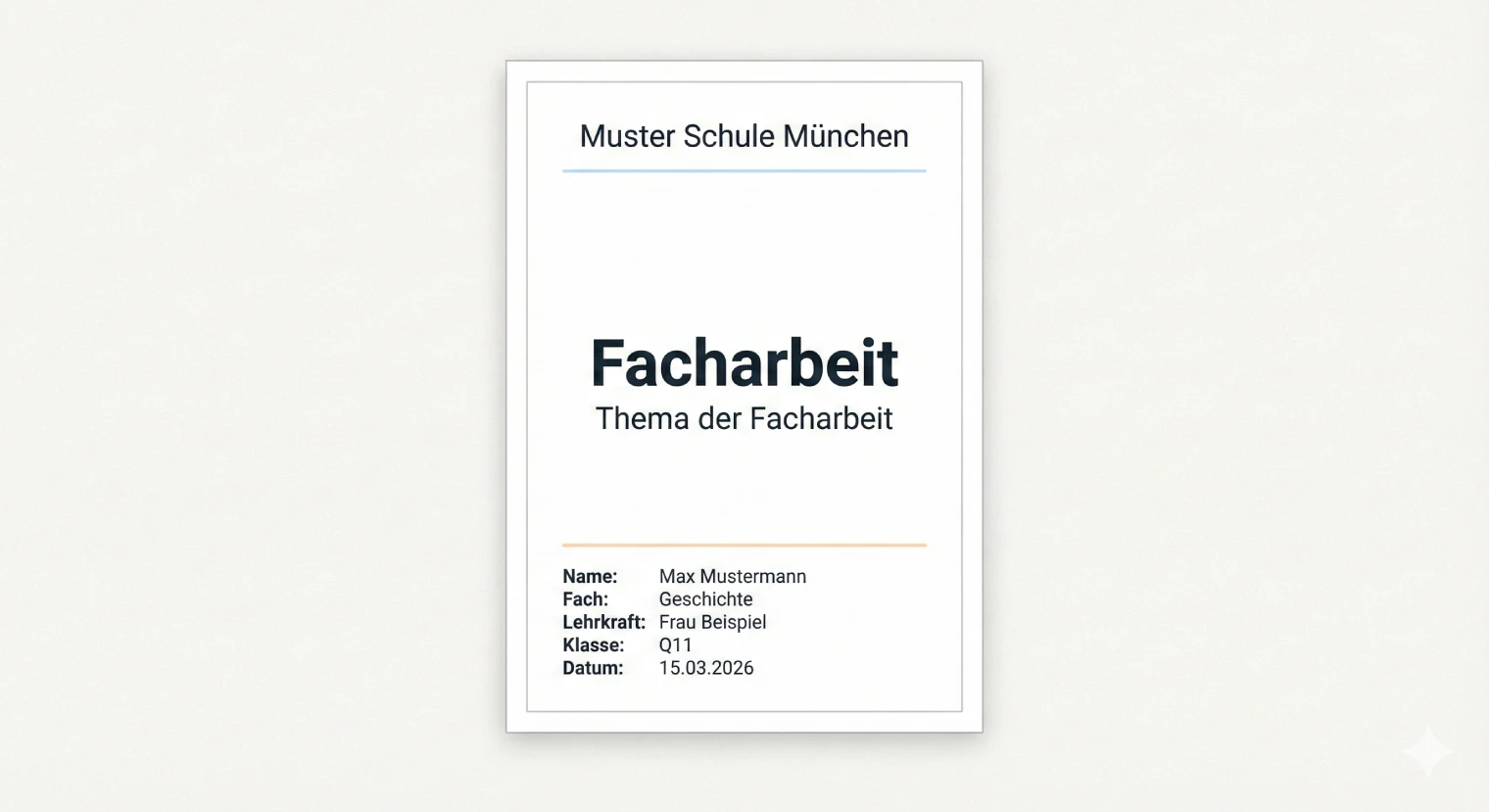 Deckblatt Facharbeit 2026: Vorlage, Beispiel & Tipps | BachelorHero