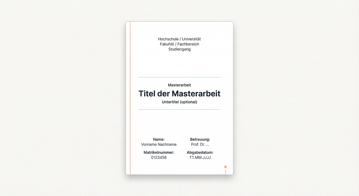 Deckblatt der Masterarbeit | BachelorHero