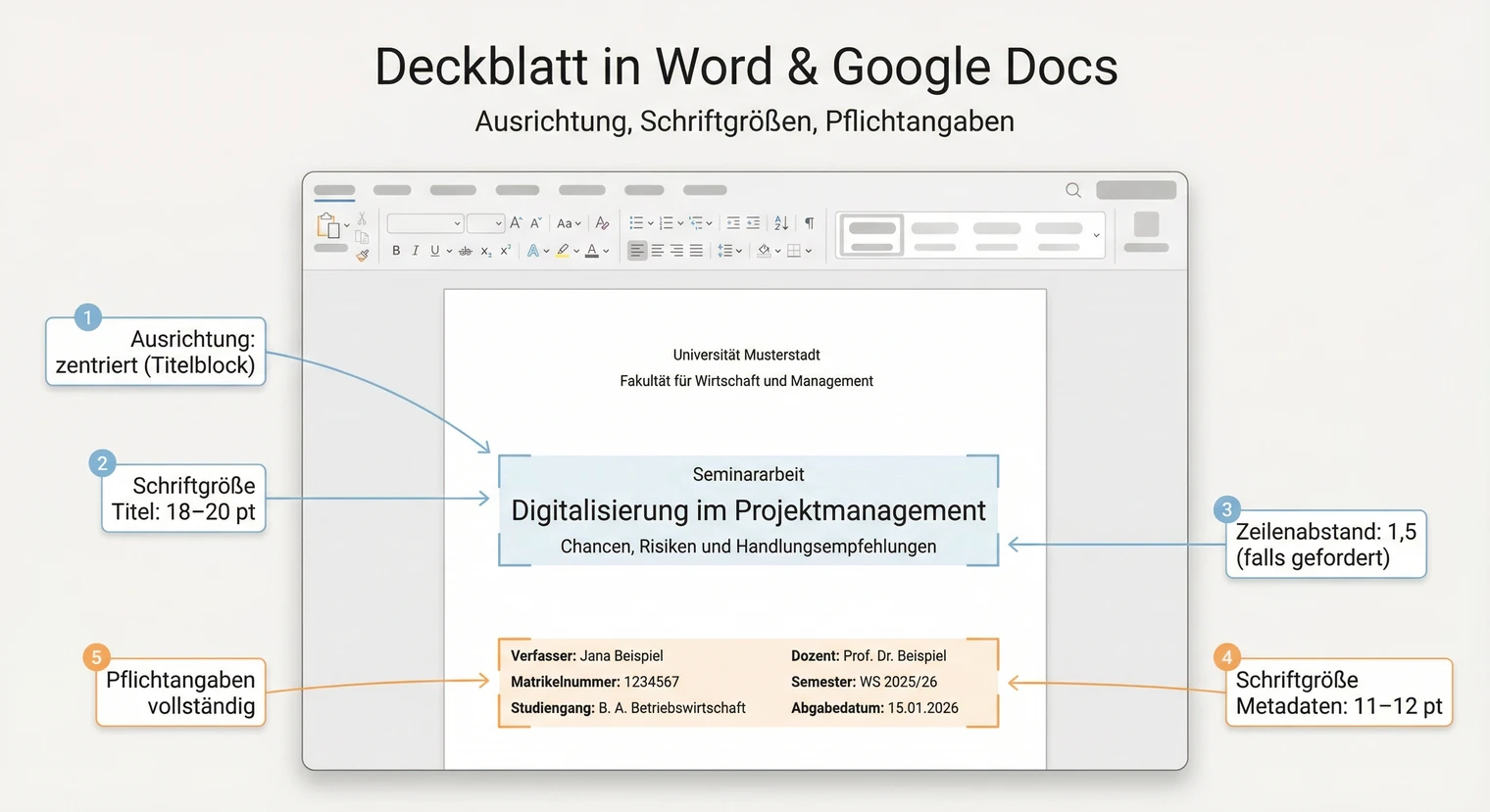 Deckblatt Seminararbeit in Word erstellen | BachelorHero
