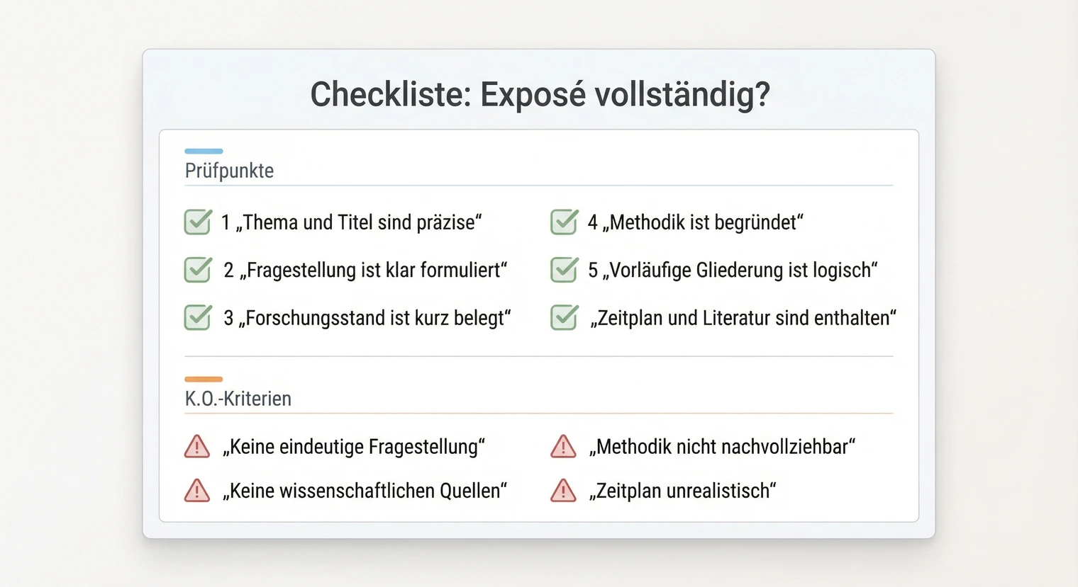 Exposé-Checkliste für die Seminararbeit: Ist alles vollständig? | BachelorHero