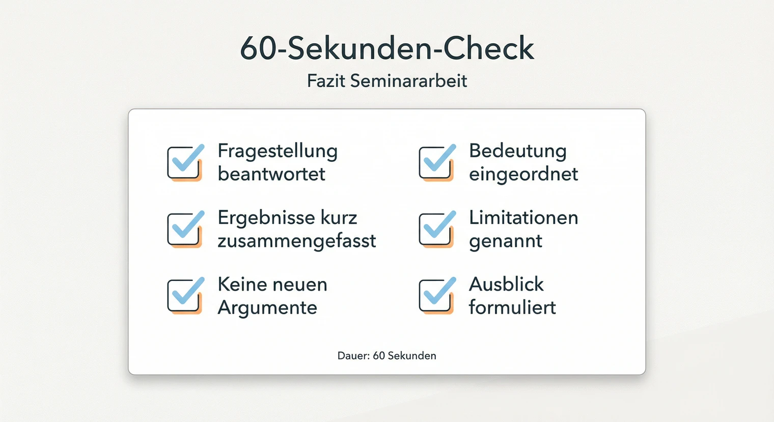 Checkliste für das Fazit der Seminararbeit: 60-Sekunden-Check vor der Abgabe | BachelorHero