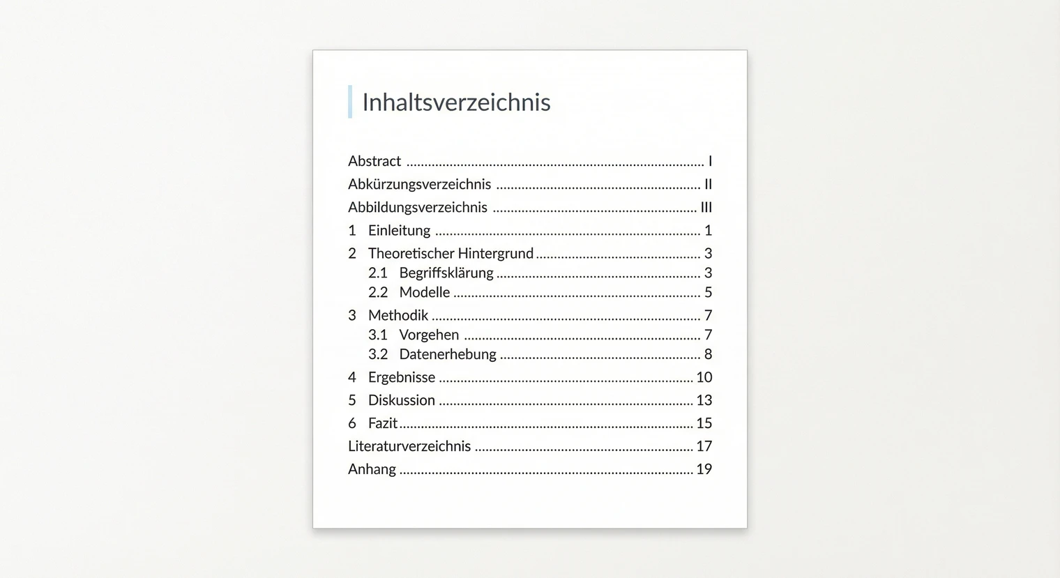 Inhaltsverzeichnis Hausarbeit erstellen: Aufbau & Beispiel 2026 | BachelorHero
