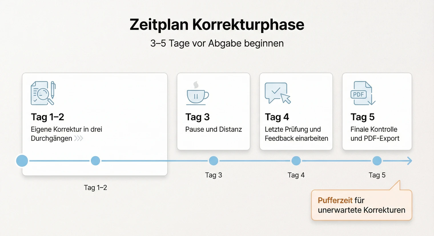 Zeitplan fürs Korrekturlesen: Wann mit der Korrektur der Hausarbeit beginnen | BachelorHero