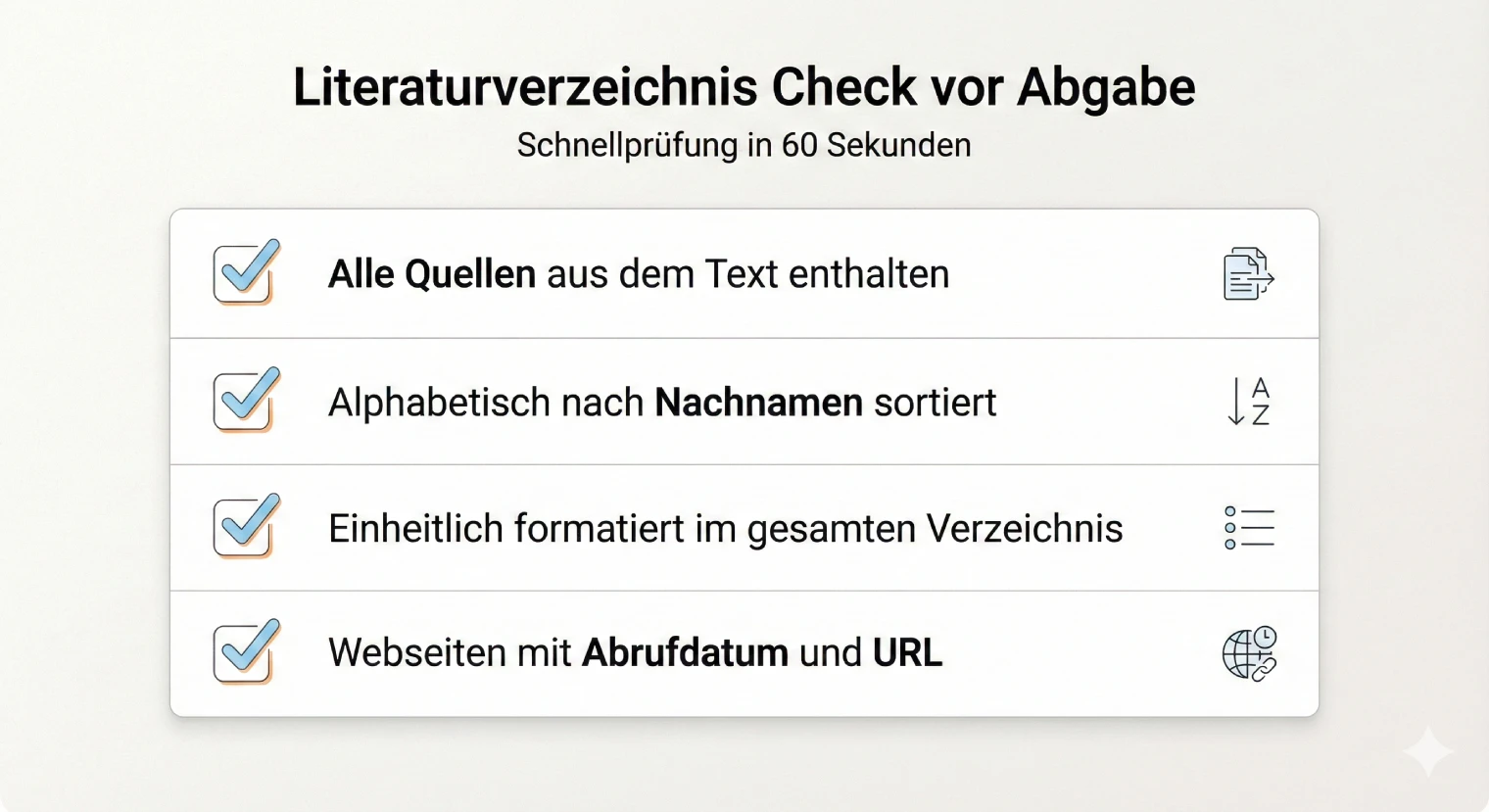 Checkliste für ein Literaturverzeichnis einer Projektarbeit | BachelorHero