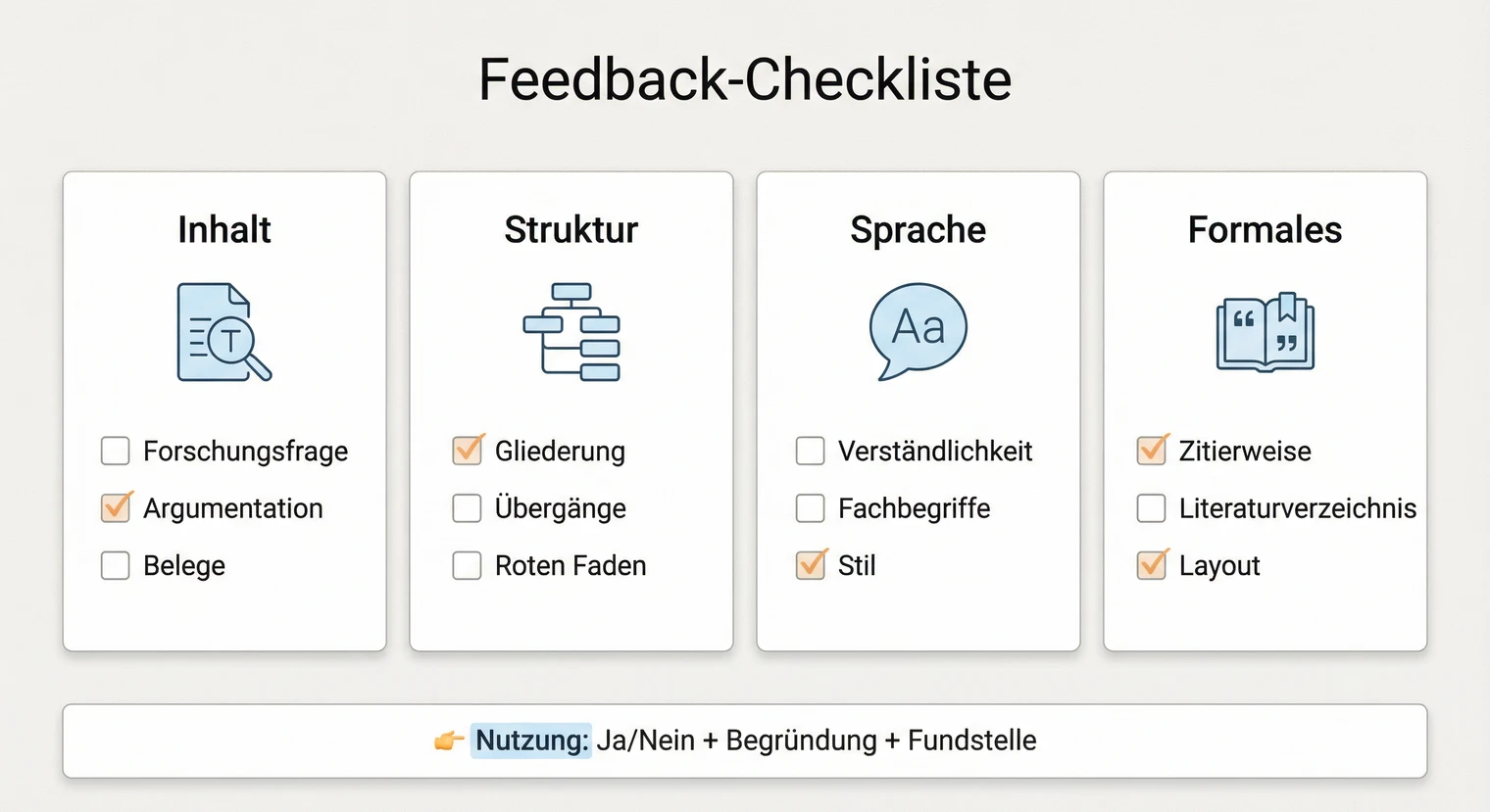 Checkliste für strukturiertes Peer Review Feedback bei der Bachelorarbeit | BachelorHero