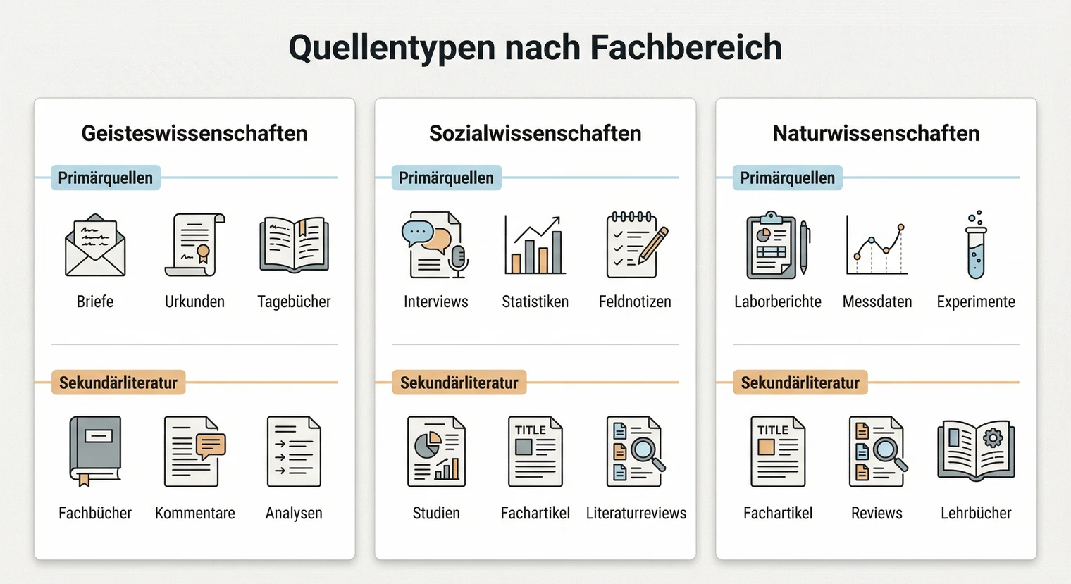 Primärquellen und Sekundärliteratur nach Fachbereich: Geisteswissenschaften, Sozialwissenschaften, Naturwissenschaften | BachelorHero
