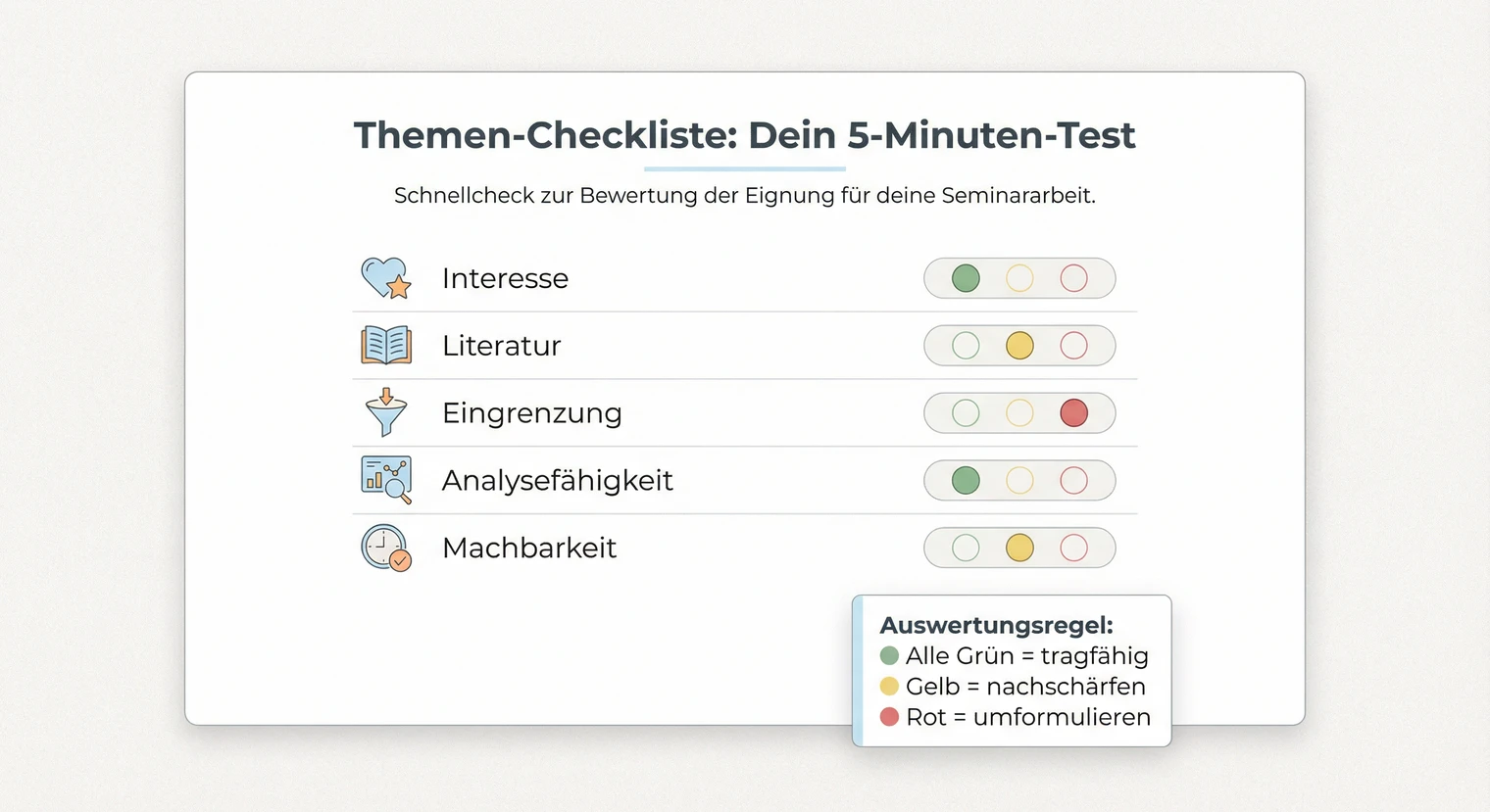 Themen-Checkliste für die Seminararbeit: 5-Minuten-Test für dein Thema | BachelorHero