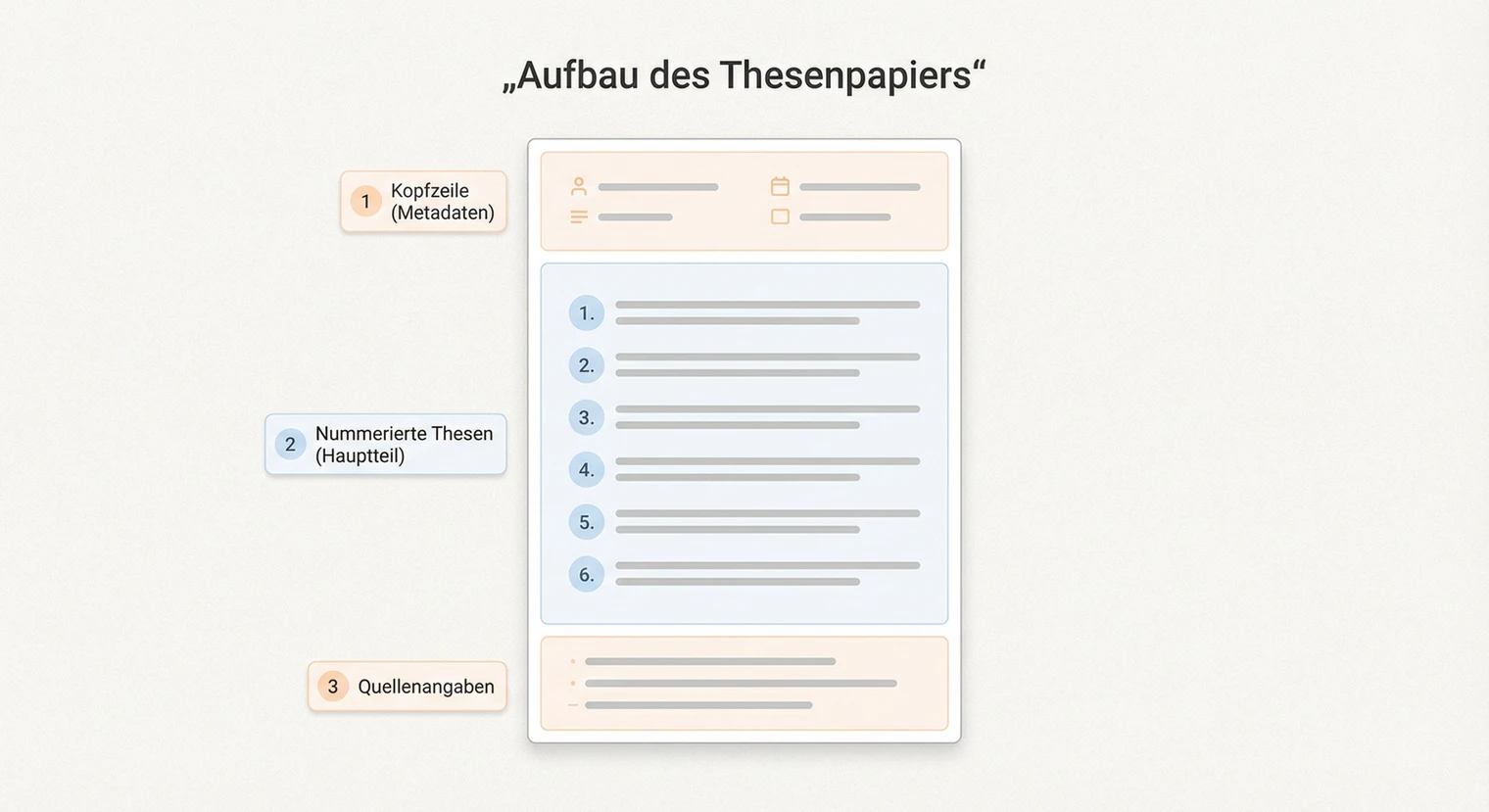 Aufbau eines Thesenpapiers für die Seminararbeit: Kopfzeile, nummerierte Thesen und Quellenangaben | BachelorHero